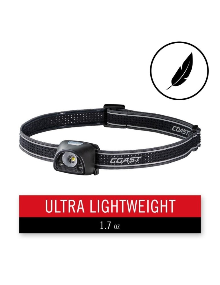 Latarka czołowa akumulatorowa z czerwonym i białym światłem 435 lumenów USB COAST FL1R